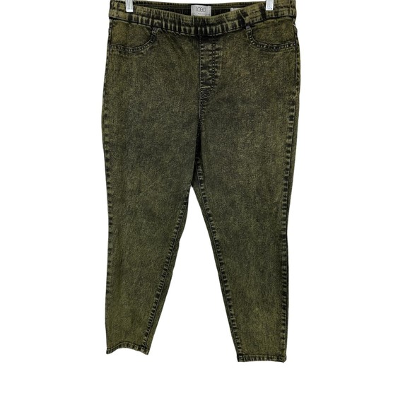 LOGO by Lori Goldstein Regular Sun Faded Straight Leg Jeans Dark Olive Size 8 - Picture 1 of 2